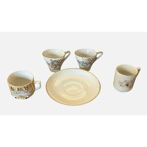 Vintage Saucer & Miniature Cups - 4 Cups and 1 Saucer‎ -